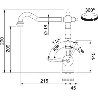 Franke Particolare Old England klassieke Keukenkraan chroom 115.0060.360
