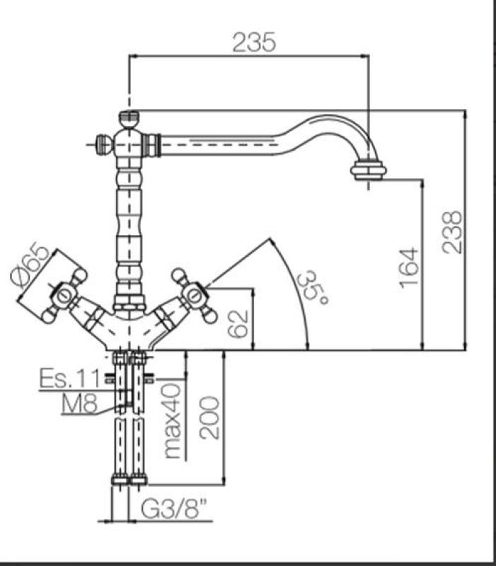 PB Nostalgische keukenkraan V1910 RVS