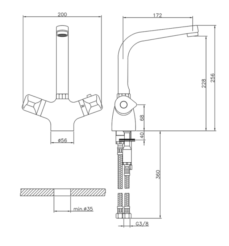 Huber Clinic thermostatische keukenkraan chroom  CLT6501021