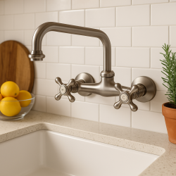 PB Nostalgische keukenkraan V2723 muurkraan RVS