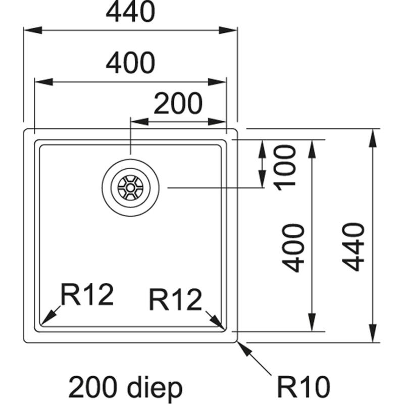 Franke Bolero Plus R12  BXX 210-40 rvs spoelbak vlakinbouw 40x40cm 127.0576.359