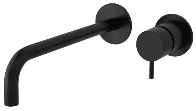 Waterevolution Flow inbouw wastafelkraan mat zwart met uitloop 25cm T116BPR-25