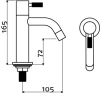 Clou Freddo fonteinkraan (freddo 2) hoge versie chroom TechnicalDrawing-Basic
