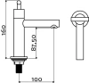 Clou Freddo fonteinkraan (freddo 4) chroom TechnicalDrawing-Basic