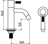 Clou Freddo fonteinkraan (freddo 2) chroom TechnicalDrawing-Basic