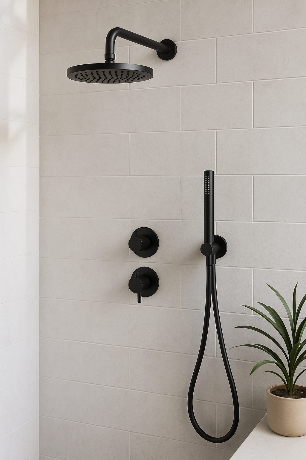 Waterevolution Flow inbouw doucheset mat zwart met thermostaat regendouche en handdouche 1208846402