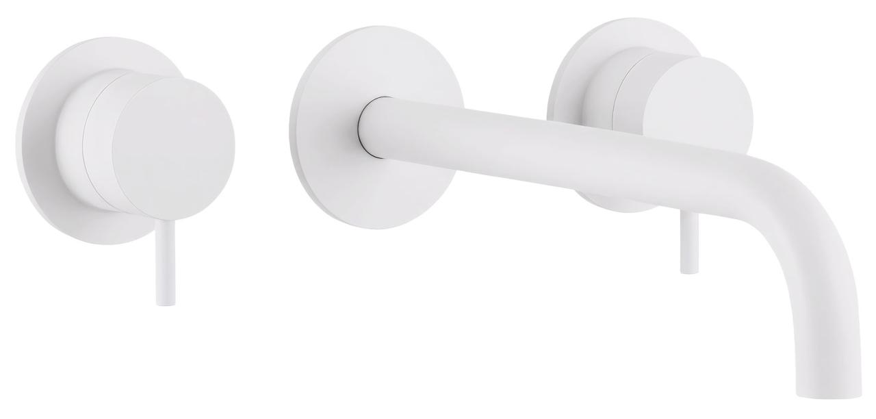 Waterevolution Flow 3-gats inbouw wastafelkraan mat wit met uitloop 15 T1163FBR-15