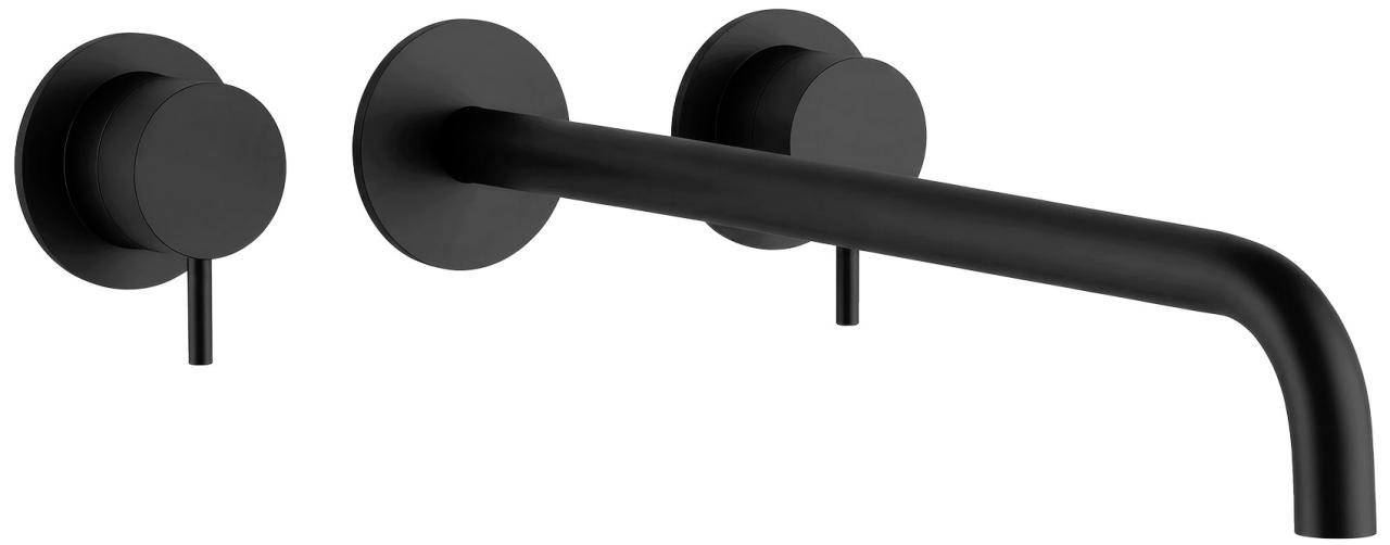 Waterevolution Flow 3-gats inbouw wastafelkraan mat zwart met uitloop 25 T1163FPR-25