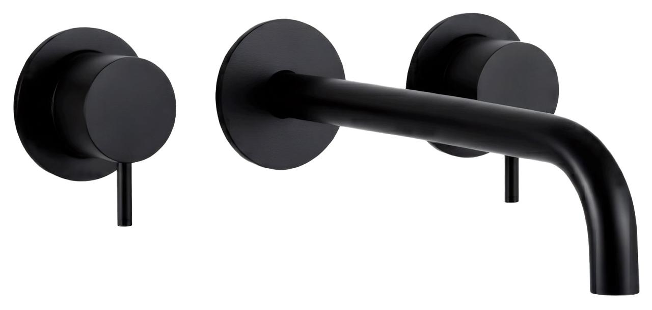 Waterevolution Flow 3-gats inbouw wastafelkraan mat zwart met uitloop 15 T1163FPR-15