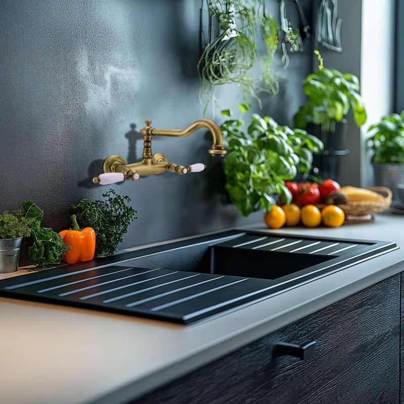 PB klassieke kraan Opbouw muurkraan Witte hendels Brons 1208854182