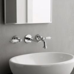 PB klassieke kraan inbouw muurkraan met witte hendels 25 cm uitloop Chroom 1208854382