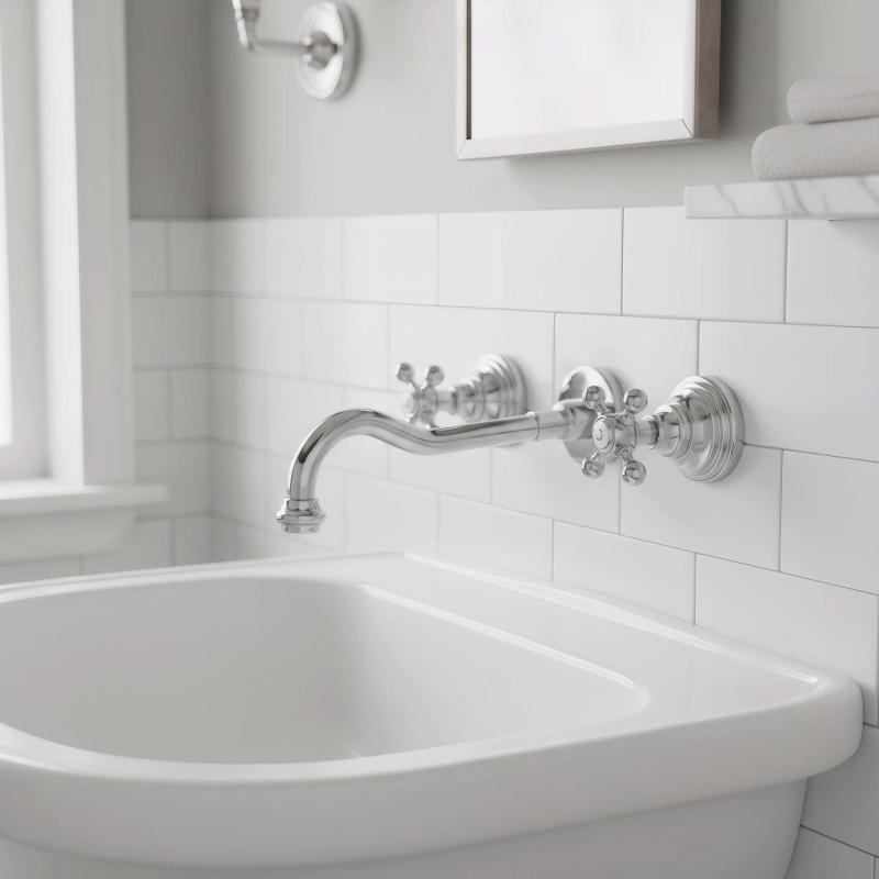 PB klassieke inbouw muurkraan met sterknoppen 25 cm uitloop Chroom 1208855112