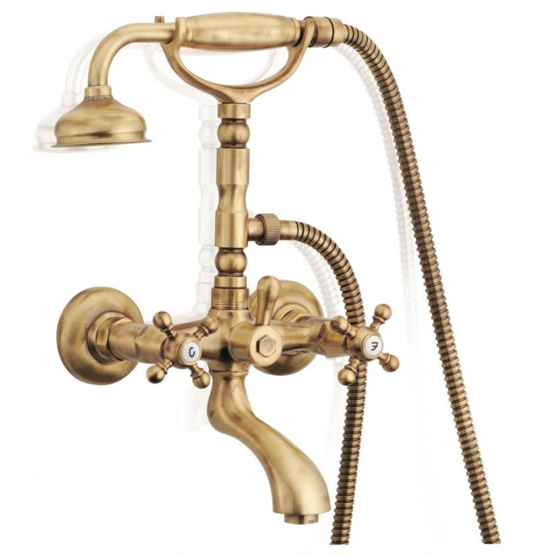 PB klassieke kraan opbouw badkraanset met sterknoppen Chroom inclusief handdouche 1208855152