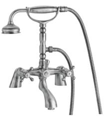 PB klassieke kraan badrandkraanset met sterknoppen inclusief handdouche Brons 1208855222