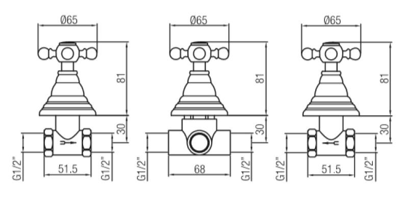 PB klassieke 2 weg inbouw doucheset met omsteller met sterknoppen Chroom 1208855362
