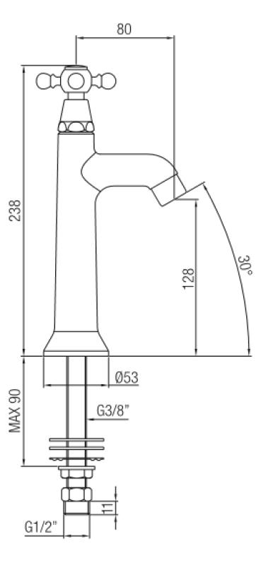 PB klassieke fonteinkraan met sterknop koud water chroom 1208855532