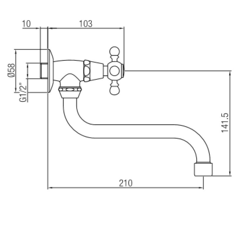 PB klassieke muur fonteinkraan met sterknop koud water en lange uitloop RVS 1208855642