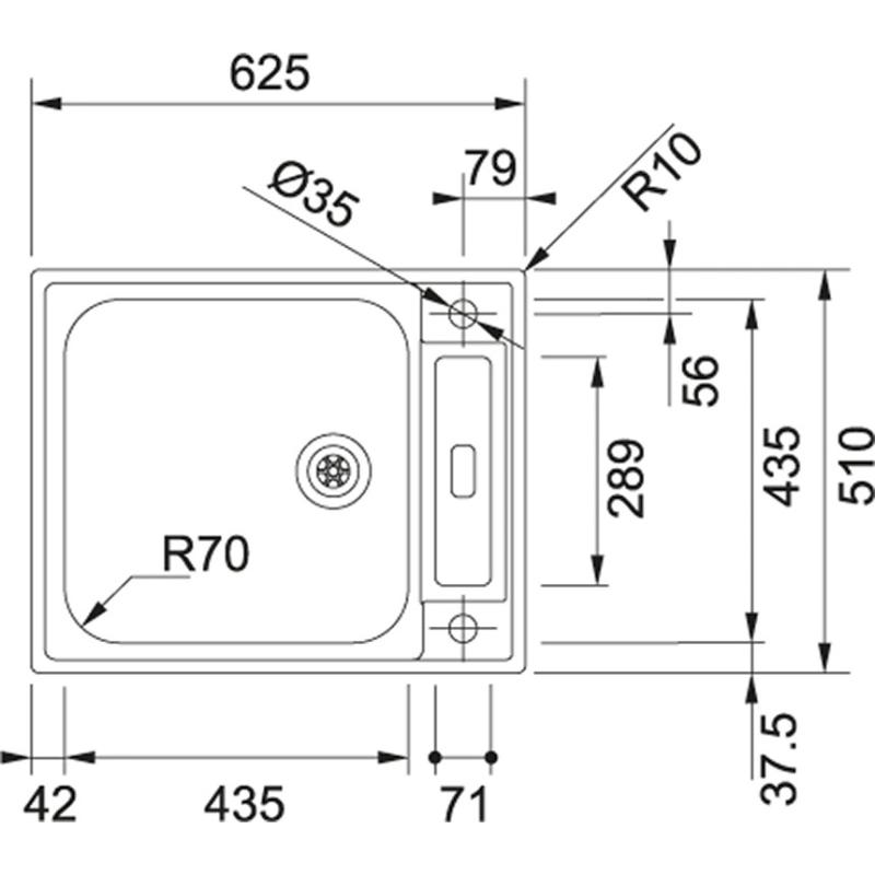 Franke Argos AGX 210 rvs spoelbak vlakinbouw 625x510 omkeerbaar 127.0380.400