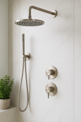 Waterevolution Flow inbouw doucheset met thermostaat regendouche en handdouche massief RVS 1208889792