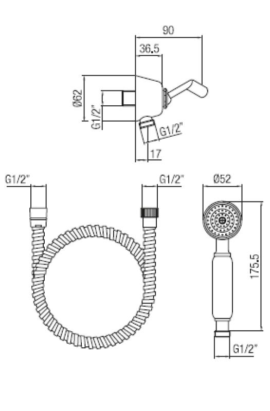 PB klassieke handdoucheset met ophanghaak RVS 1208899032