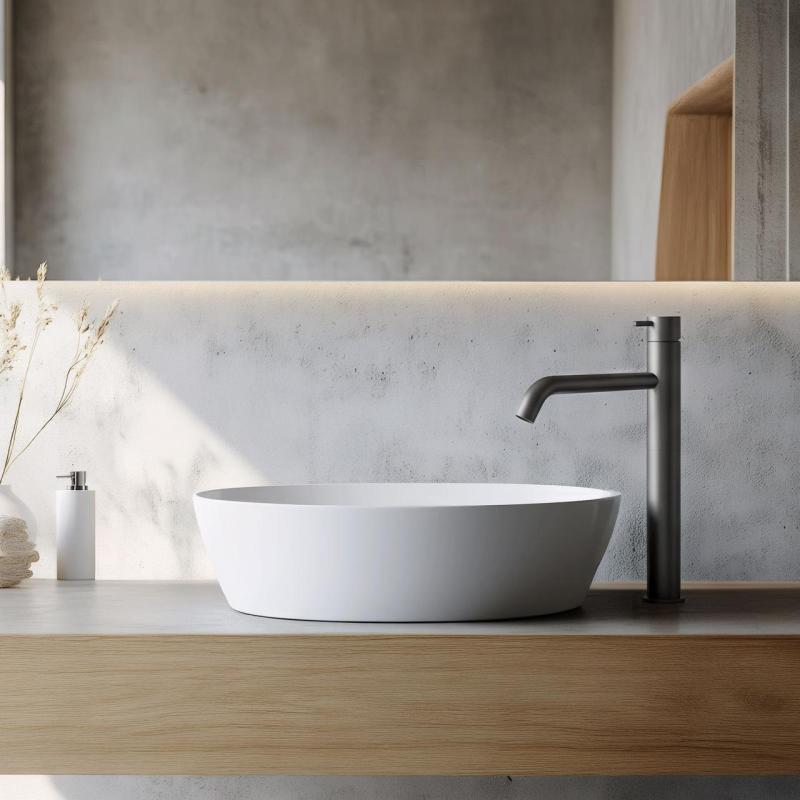 Waterevolution Flow wastafelkraan voor waskommen PVD gun metal T115GME