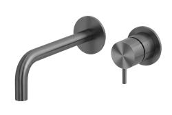 Waterevolution Flow Inbouw Wastafelkraan PVD Gun Metal met uitloop 15 cm T116BGME-15