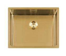 Lorreine 50SP-Gold Luxe RVS spoelbak PVD Gold 50x40 onderbouw vlakbouw en opbouw 1208952368