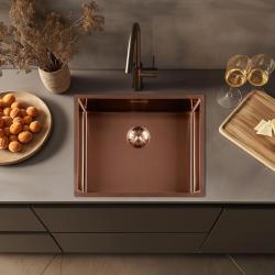 Lorreine 50SP-Copper Luxe RVS spoelbak koper kleur PVD Copper 50x40 onderbouw vlakbouw en opbouw 1208952369