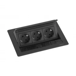 EVOline Fliptop 3 Verzinkbare contactdoos randaarde zwart