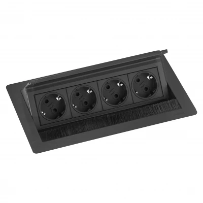 EVOline Fliptop 4 Verzinkbare contactdoos randaarde zwart
