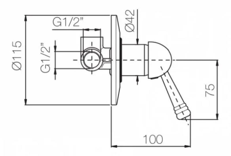 PB nostalgische Inbouw mengkraan met Witte Hendel Brons