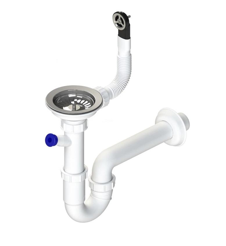 GraniteMy Afvoerset rvs met ronde overloop incl. sifon voor enkele spoelbak 1208952965