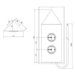 Indux Corner Еnergiezuil met 2 stopcontacten Randaarde Hoek RVS 1208953220