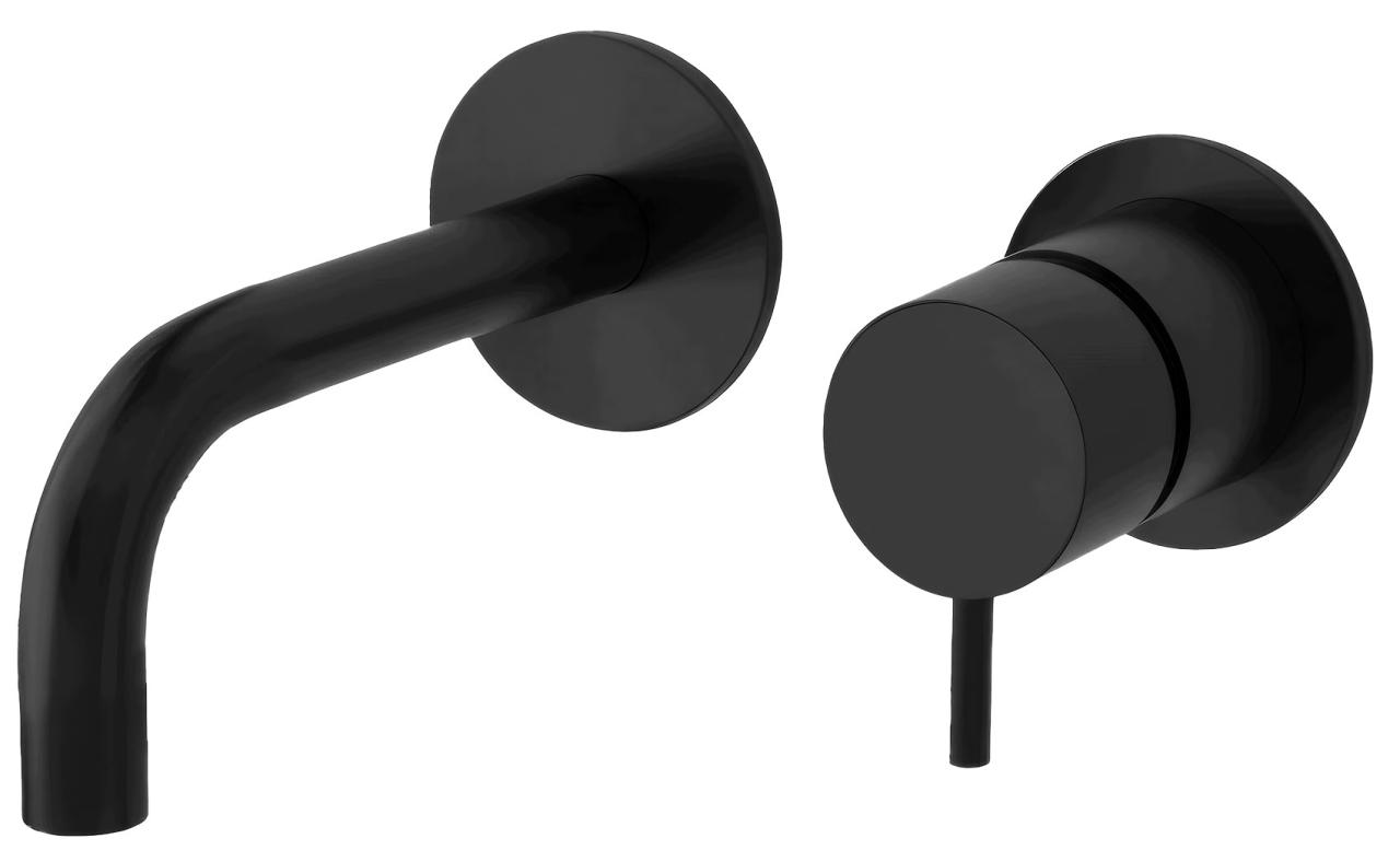 Waterevolution Flow inbouw wastafelkraan mat zwart met uitloop 10cm T116BPR-10