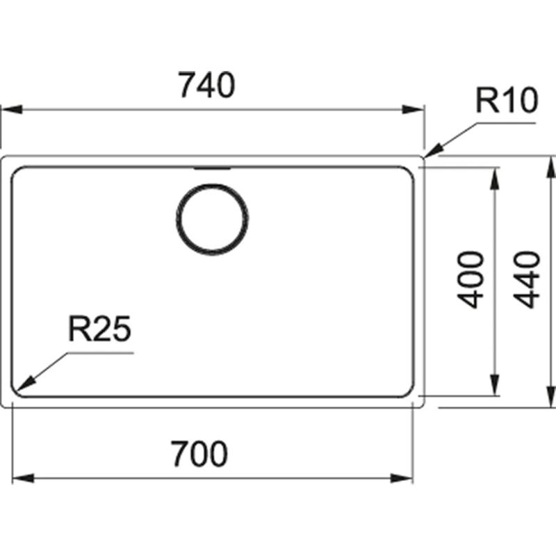 Franke Mythos MYX 110.70 rvs spoelbak 70x40cm onderbouw 122.0638.271