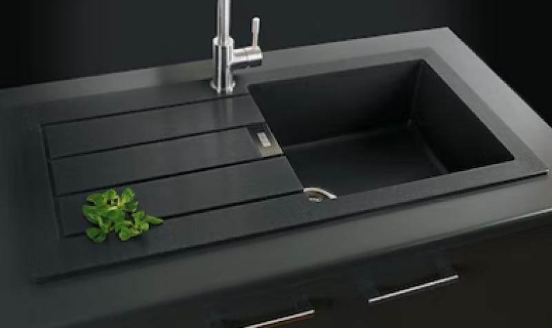 Franke Sirius 2 S2D 611 kunststof  spoelbak met afdruip zwart opbouw 100x50 143.0634.480