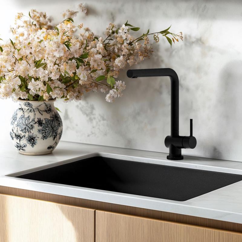 Ausmann Minta mat zwarte keukenkraan met draaibare uitloop 1208953747