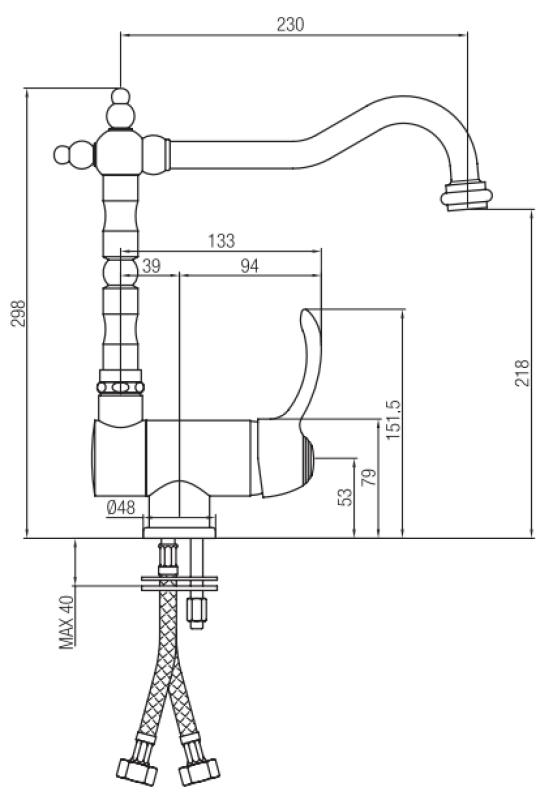 PB Vintage Nostalgische keukenkraan vensterkraan neerklapbaar RVS 1208953757