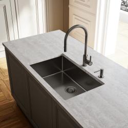 Franke Keukenkraan Eos Neo met uitloop uittrekbare sproeikop pvd gun metal 115.0628.256
