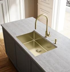 Franke gouden Keukenkraan Eos Neo met uitloop uittrekbare sproeikop pvd gold 115.0681.244