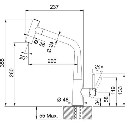 Franke Icon Keukenkraan mat zwart met uittrekbare uitloop 115.0625.190