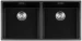 Lorreine zwarte Quartz dubbele spoelbak 4040cm onderbouw vlakbouw en opbouw zwart met RSV korfplug 1208954060