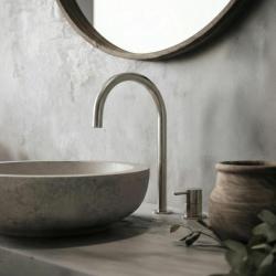 Waterevolution Flow 2-gats wastafelkraan volledig RVS met hoge U 200mm uitloop T1122UIE