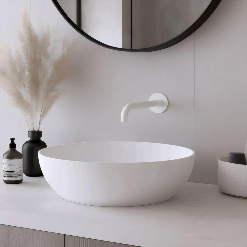 Waterevolution Flow afbouwdeel uitloop 10cm wastafelkraan mat wit T167510BR