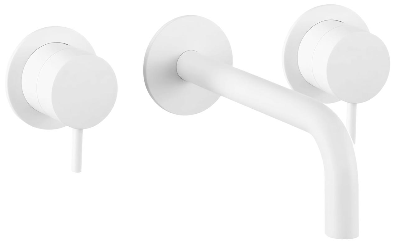 Waterevolution Flow 3-gats inbouw wastafelkraan mat wit met uitloop 10cm T1163FBR-10
