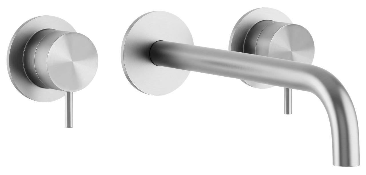 Waterevolution Flow 3-gats inbouw wastafelkraan Volledig RVS met uitloop 15cm T1163FIE-15