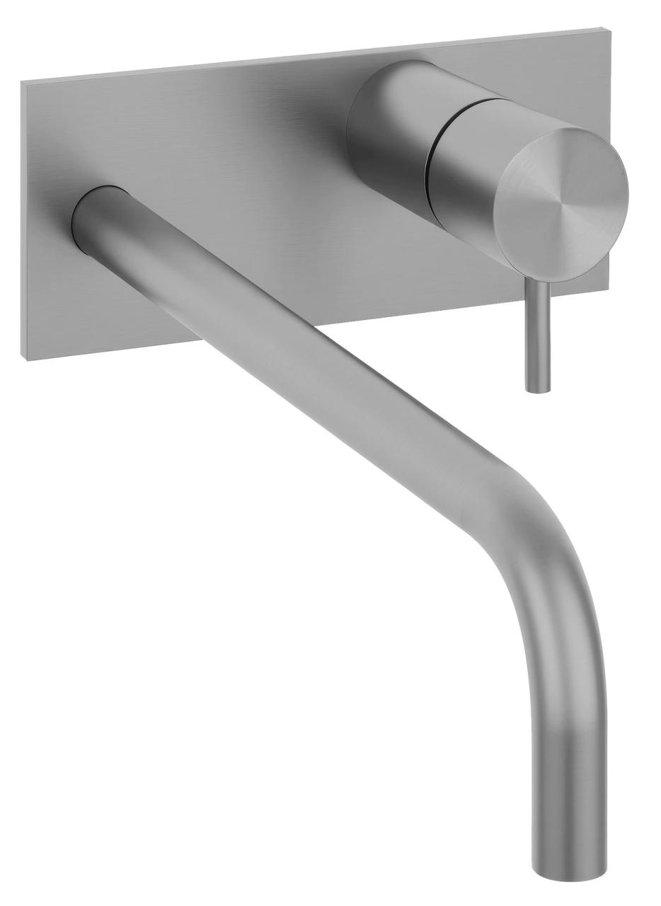 Waterevolution Flow inbouw wastafelkraan met afdekplaat volledig RVS met uitloop 21cm T1161BIE-21