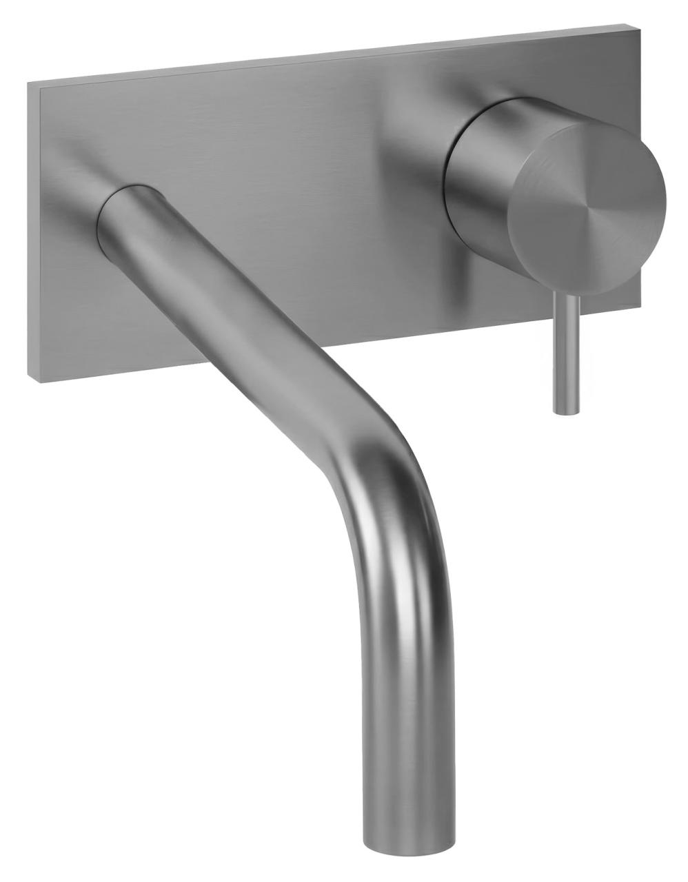 Waterevolution Flow inbouw wastafelkraan met afdekplaat volledig RVS met uitloop 15cm T1161BIE-15