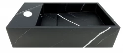 Solid-S Marble solid surface fontein B40xD22xH10cm marmer mat zwart links met kraangat 1208954633