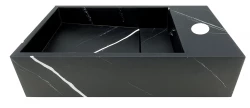 Solid-S Marble solid surface fontein B40xD22xH10cm marmer mat zwart rechts met kraangat 1208954634
